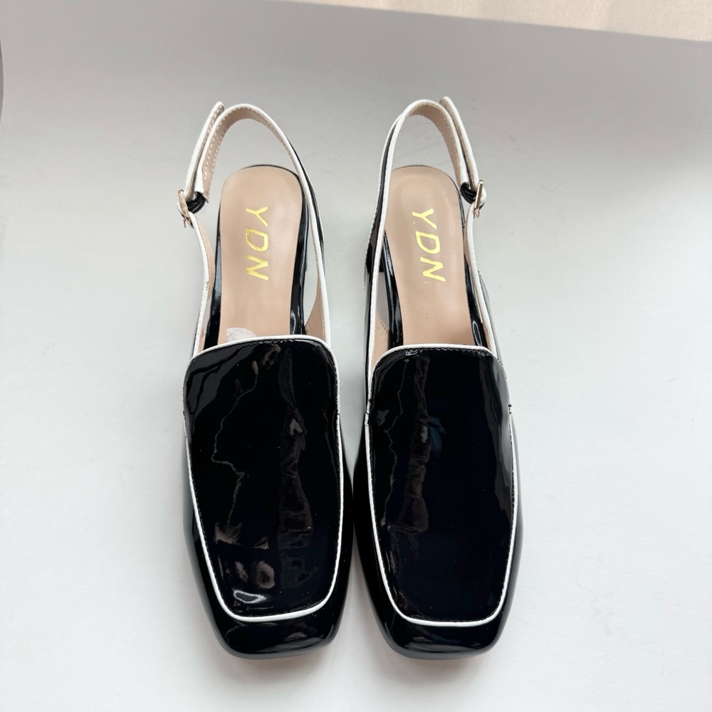 Size 15 YDN Women Closed Square Toe Block Low Heels Slingback